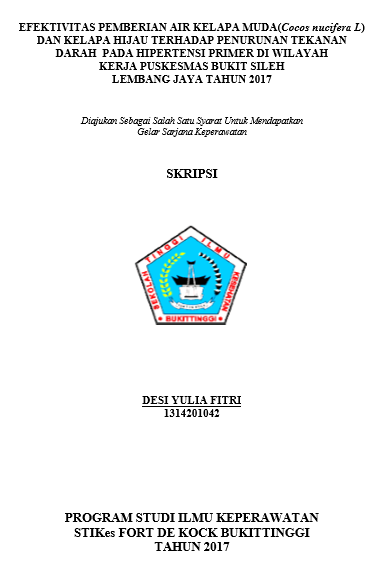 Efektivitas Pemberian Air Kelapa Muda (Cocos Nucifera L) dan Kelapa Hijau terhadap Penurunan Tekanan Darah Pada Hipertensi Primer di Wilayah Kerja Puskesmas Bukit Sileh Lembang Jaya Tahun 2017