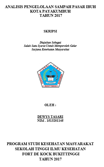 Analisis Pengelolaan Sampah Pasar Ibuh Kota Payakumbuh Tahun 2017