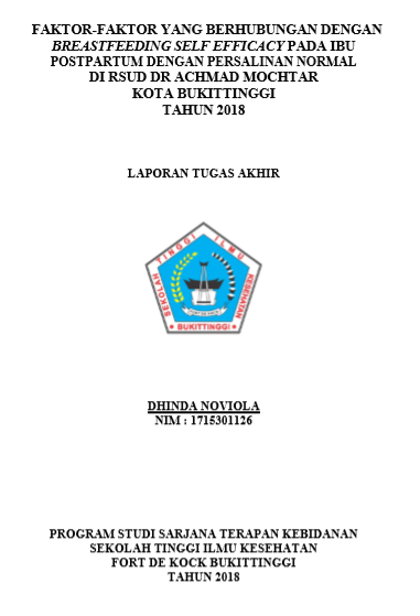 Faktor-Faktor Yang Berhubungan Dengan Breastfeeding Self Efficacy Pada Ibu Postpartum Dengan Persalinan Normal Di RSUD Dr Achmad Mochtar Tahun 2018