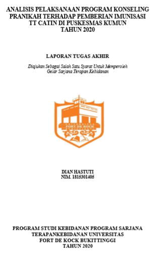 Analisis Pelaksanaan Program Konseling Pranikah Terhadap Pemberian Imunisasi TT Catin di Puskesmas Kumun Kota Sungai Penuh Tahun 2020