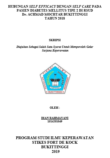 Hubungan Self Efficacy dengan Self Care pada Pasien Diabetes Mellitus Tipe 2 di RSUD Dr. Achmad Mochtar Bukittinggi Tahun 2018