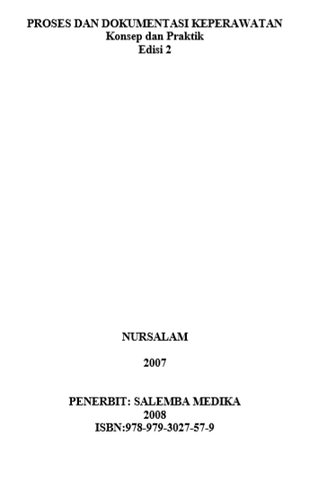Proses dan Dokumentasi Keperawatan : Konsep dan Praktik Edisi 2