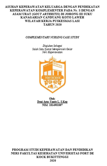 Asuhan Keperawatan Keluarga Dengan Pendekatan Keperawatan Komplementer Pada Ny. S Dengan Asam Urat (Gout Arthritis) Di Jorong III Suku Kanagarian Canduang Koto Laweh Wilayah Kerja Puskesmas Lasi Tahun 2020
