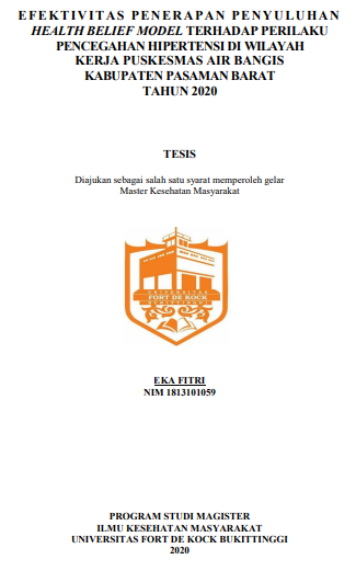 Efektivitas Penerapan Penyuluhan Health Belief Model Terhadap Perilaku Pencegahan Hipertensi Di Wilayah Kerja Puskesmas Air Bangis Kabupaten Pasaman Barat Tahun 2020