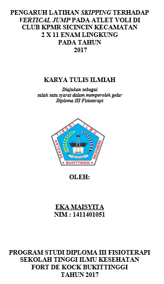 Pengaruh Latihan Skipping  Terhadap Vertical Jump Pada Atlet Volli di  kabupaten Padang Pariaman Kec. 2x11 Enam Lingkung Tahun 2017