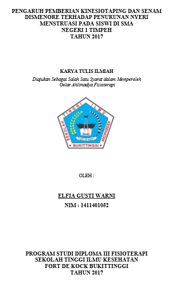 Pengaruh Pemberian Kinesiotaping Dan Senam Dismenore Terhadap Penurunan Nyeri Menstruasi Pada Siswi Di SMA Negeri 1 Timpeh tahun 2017