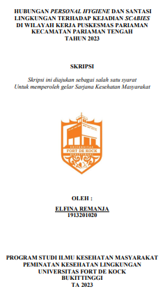 Hubungan Personal Hygiene Dan Santasi Lingkungan Terhadap Kejadian Scabies Di Wilayah Kerja Puskesmas Pariaman Kecamatan Pariaman Tengah Tahun 2023
