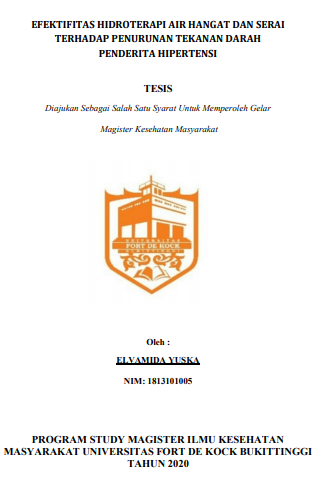 Efektifitas Hidroterapi Air Hangat Dan Serai Terhadap Penurunan Tekanan Darah Hipertensi Pada Pegawai Dinas Kesehatan Kabupaten Pesisir Selatan Tahun 2020