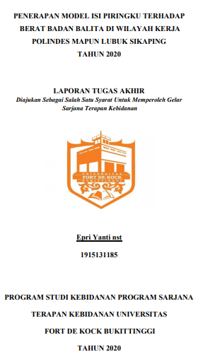 Pengaruh Penerapan Model Isi Piringku Terhadap Berat Badan Balita Setelah Dan Sesudah Penerapan Di Wilayah Kerja Polindes Mapun Lubuk Sikaping Tahun 2020