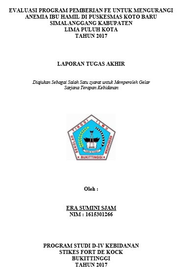 Evaluasi Program Pemberian Fe untuk Mengurangi Anemia Ibu Hamil di Puskesmas Koto Baru Simalanggang Kabupaten Lima Puluh Kota Tahun 2017