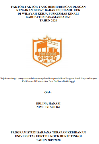 Faktor-Faktor Yang Berhubungan Dengan Kenaikan Berat Badan Ibu Hamil KEK di Wilayah Kerja Puskemas Kinali Kabupaten Pasaman Barat Tahun 2020