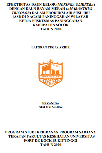 Efektifitas Daun Kelor (Moringa Oleifera) dengan Daun Bayam Merah (Amaranthus Tricolor) dalam Produksi Air Susu Ibu (ASI) di Nagari  Paninggahan Wilayah Kerja Puskesmas Paninggahan Kabupaten Solok Tahun 2020