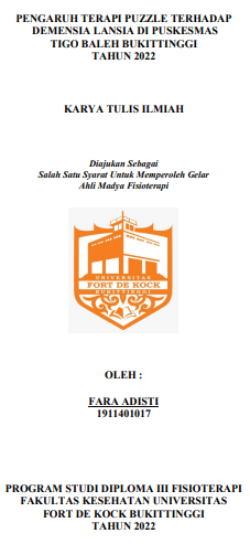 Pengaruh Terapi Puzzle Terhadap Demensia Lansia Di Puskesmas Tigo Baleh Bukittinggi Tahun 2022