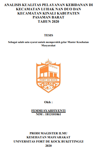 Analisis Kualitas Pelayanan Kebidanan Bidan Desa Di Kecamatan Luhak Nan Duo  dan Kecamatan Kinali Kabupaten Pasaman Barat Tahun 2020