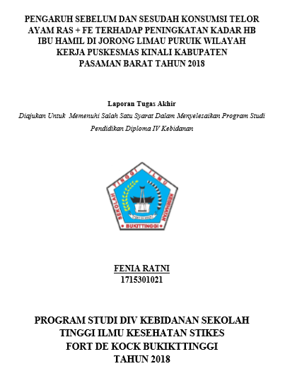 Perbedaan Kadar Hb Ibu Hamil Sebelum Dan Sesudaah Konsumsi Telor Ayam Ras Di Jorong Limau Puruik Wiayah Kerja Puskesmas Kinali Kabupaten Pasaman Barat Tahun 2018
