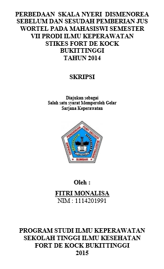 Perbedaan Skala Nyeri Dismenorea Sebelum  Dan Sesudah Pemberian Jus Wortel Pada Mahasiswi Semester VII Prodi  Keperawatan Stikes Fort De Kock Bukittinggi Tahun 2014