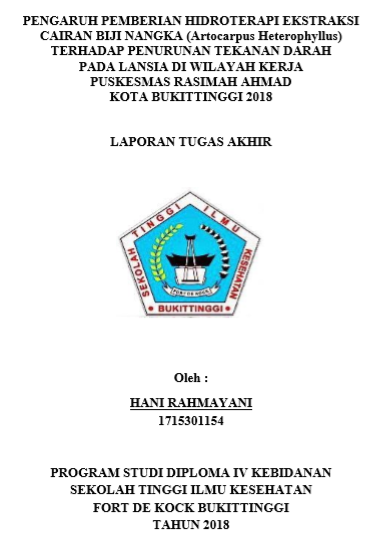 Pengaruh Pemberian Hidroterapi Ekstrak Biji Nangka Terhadap Penurunan Tekanan Darah Pada Lansia Di Wilayah Kerja Puskermas Rasimah Ahmad Bukittinggi Tahun 2018