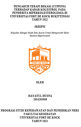 Pengaruh Terapi Bekam (Cupping) Terhadap Kadar Kolestrol Pada Penderita Hiperkolesterolemia Di Universitas Fort De Kock Bukittinggi Tahun 2022
