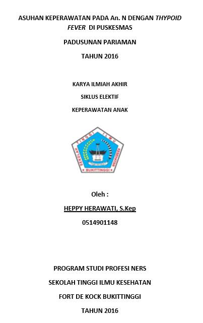 Asuhan Keperawatan Pada An. N Dengan Thipoid Fever di Puskesmas  Padusunan Pariaman tahun 2016