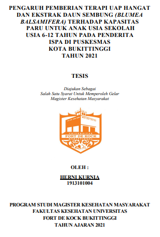 Pengaruh Pemberian Terapi Uap Hangat Dan Ekstrak Daun Sembung (Blumea Balsamifera) Terhadap Kapasitas Paru Untuk Anak Sekolah Usia 6- 12 Tahun Pada Penderita ISPA Di Puskesmas Kota Bukittinggi Tahun 2021