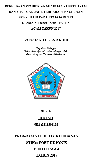 Perbedaan Pemberian Minuman Kunyit Asam Dan Minuman Jahe Terhadap Nyeri Haid Pada Siswi Di Sman 1 Baso Kabupaten Agam Tahun 2017