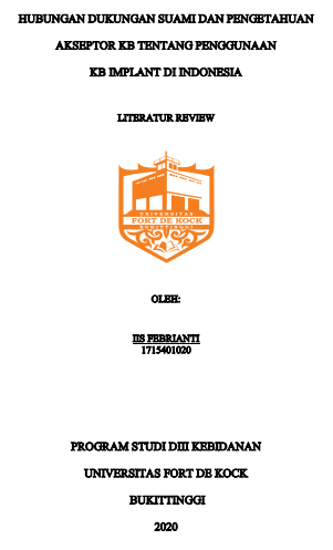 Literature Review : Hubungan Dukungan Suami Dan Pengetahuan Akseptor KB Tentang Penggunaan KB Implant Di Indonesia