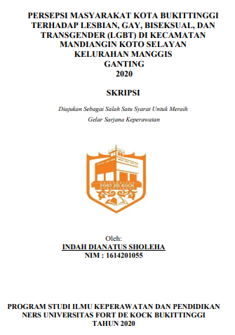 Persepsi Masyarakat Kota Bukittinggi Terhadap Lesbian, Gay, Biseksual, dan Transgender (LGBT) Di Kecamatan Mandiangin Koto Selayan Kelurahan Manggis Ganting Tahun 2020