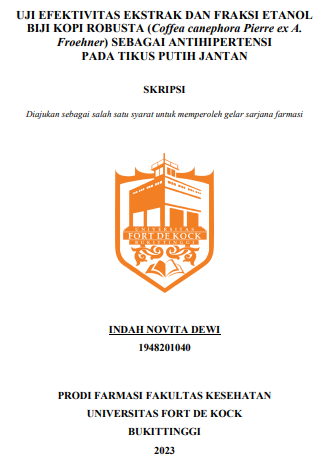 Uji Efektivitas Ekstrak Dan Fraksi Etanol Biji Kopi Robusta (Coffea Canephora Pierre Ex A. Froehner) Sebagai Antihipertensi Pada Tikus Putih Jantan
