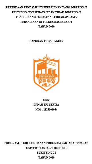 Perbedaan Pendamping Persalinan yang Diberikan Pendidikan Kesehatan Dan Tidak Diberikan Pendidikan Kesehatan Terhadap Lama Persalinan Di Puskesmas Bungo I Tahun 2020
