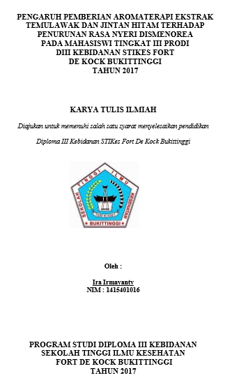Pengaruh Pemberian Aromaterapi Ekstrak Temulawak  Dan Jintan Hitam Terhadap Penurunan Rasa Nyeri Dismenorea Pada Mahasiswi Tingkat Iii Prodi Diii Kebidanan Stikes Fort De Kock Bukittinggi Tahun 2017