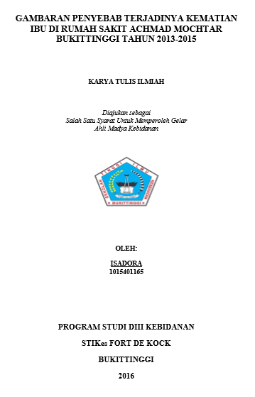 Gambaran Penyebab Terjadinya Kematian Ibu Di Rumah Sakit Achmad Mochtar Bukittinggi Tahun 2013-2015