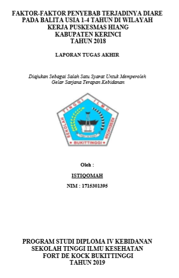 Faktor  Faktor Penyebab Terjadinya Diare Pada Balita Usia 1 - 4  Tahun Di Wilayah Kerja Puskesmas Hiang Kabupaten Kerinci Tahun 2018