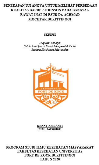 Penerapan Uji Anova Untuk Melihat Perbedaan Kualitas Barber Johnson Pada Bangsal Rawat Inap Di RSUD Dr. Achmad Mochtar Bukittinggi Tahun 2020