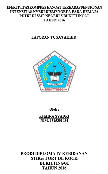 Efektifitas Kompres Hangat Terhadap Penurunan Intesitas Nyeri Dismenorea Pada Remaja Putri Di Smp Negeri 5  Bukittinggi Tahun 2016