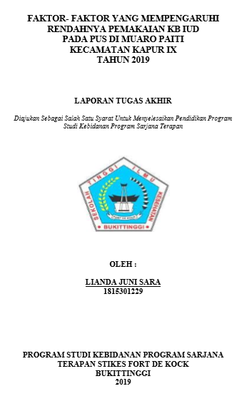 Faktor-Faktor Yang Mempengaruhi  Rendahnya Pemakaian KB IUD Di Muaro Paiti Kecamatan Kapur IX Tahun  2019