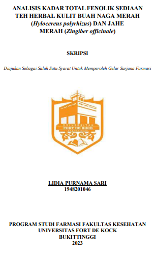 Analisis Kadar Total Fenolik Sediaan Teh Herbal Kulit Buah Naga Merah (Hylocereus Polyrhizus) Dan Jahe Merah (Zingiber Officinale)