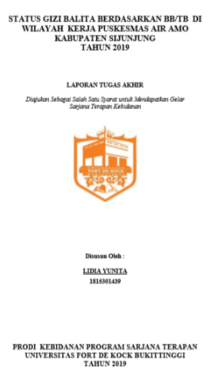 Status Gizi Balita Berdasarkan BB/TB Di Wilayah Kerja Puskesmas Air Amo Kabupaten Sijunjung Tahun 2019