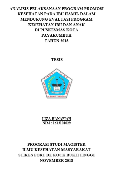 Analisis Pelaksanaan Program Promosi Kesehatan Pada Ibu Hamil Dalam Mendukung Evaluasi Program Kesehatan Ibu Dan Anak Di Puskesmas Kota Payakumbuh Tahun 2018