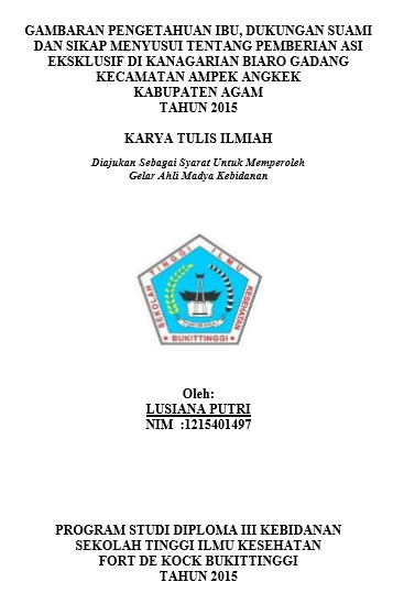 Gambaran Pengetahuan Ibu Dukungan Suami Dan Sikap Menyusui Tentang Pemberian ASI Eksklusif Di Kanagarian Biaro Gadang Kecamatan Ampek Angkek Kabupaten Agam tahun 2015