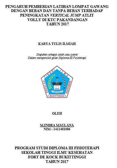 Pengaruh Pemberian Latihan Lompat Gawang  Dengan Beban Dan Tanpa Beban Terhadap Peningkatan Vertical Jump Atlit Volly Di  KTC Pakandangan tahun 2017
