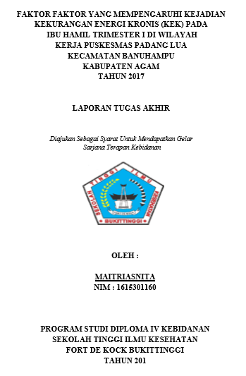 Faktor-Faktor Yang Mempengaruhi Kejadian KEK (Kekurangan Energi Kronis) Pada Ibu Hamil Trimester I Diwilayah Kerja Puskesmas Padang Lua Kabupaten Agam Tahun 2017