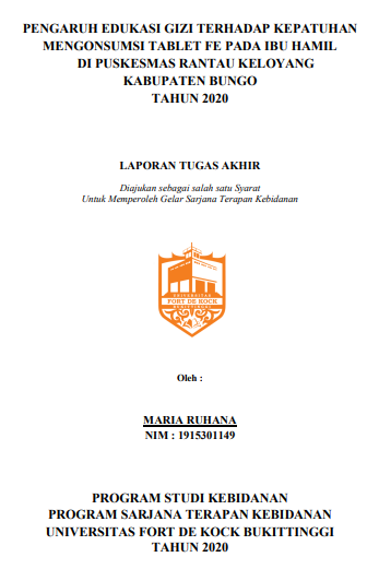 Pengaruh Edukasi Gizi terhadap Kepatuhan Mengonsumsi Tablet Fe pada Ibu Hamil di Puskesmas Rantau Keloyang Kabupaten Bungo Tahun 2020