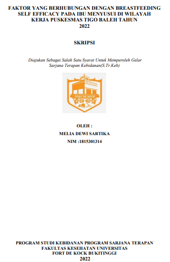 Faktor Yang Berhubungan Dengan Breastfeeding Self Efficacy Pada Ibu Menyusui Di Wilayah Kerja Puskesmas Tigo Baleh Tahun 2022