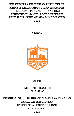 Efektivitas Pemberian Putih Telur Rebus Ayam Kampung Dan Ayam Ras Terhadap Penyembuhan Luka Perineum Pada Ibu Post Partum Di Rsud H. Hanafie Muara Bungo Tahun 2022