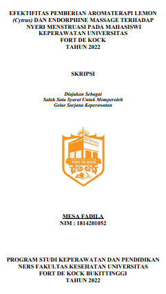 Efektifitas Pemberian Aromaterapi Lemon (Cytrus) Dan Endorphine Massage Terhadap Nyeri Menstruasi Pada Mahasiswi Keperawatan Universitas Fort De Kock Tahun 2022