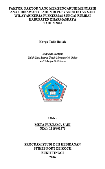 Faktor - Faktor Yang Mempengaruhi Menyapih Anak Dibawah 2 Tahun Di Posyandu Intan Sari Wilayah Kerja Puskesmas Sungai Rumbai Kabupaten Dharmasraya Tahun 2016