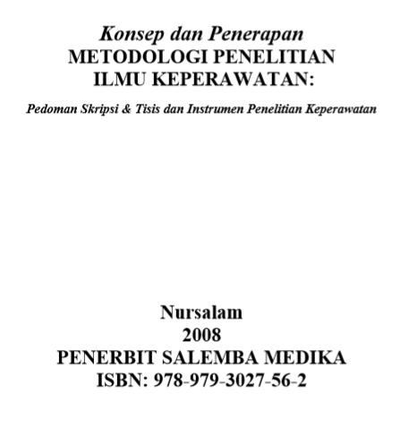 Konsep dan Penerapan Metodologi Penelitian Ilmu Keperawatan
