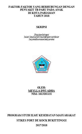 Faktor  Faktor yang Berhubungan dengan Penyakit TB Paru pada Anak di Kota Pariaman Tahun 2018