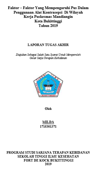Faktor  Faktor yang Mempengaruhi PUS dalam Penggunaan Alat Kontrasepsi Di Wilayah Kerja Puskesmas Mandiangin Kota Bukittinggi Tahun 2019