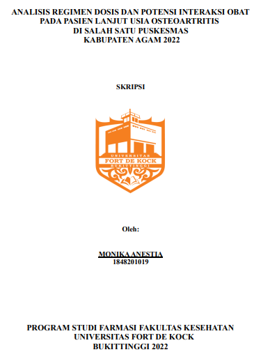 Analisis Regimen Dosis Dan Potensi Interaksi Obat Pada Pasien Lanjut Usia Osteoartritis Di Salah Satu Puskesmas Kabupaten Agam 2022